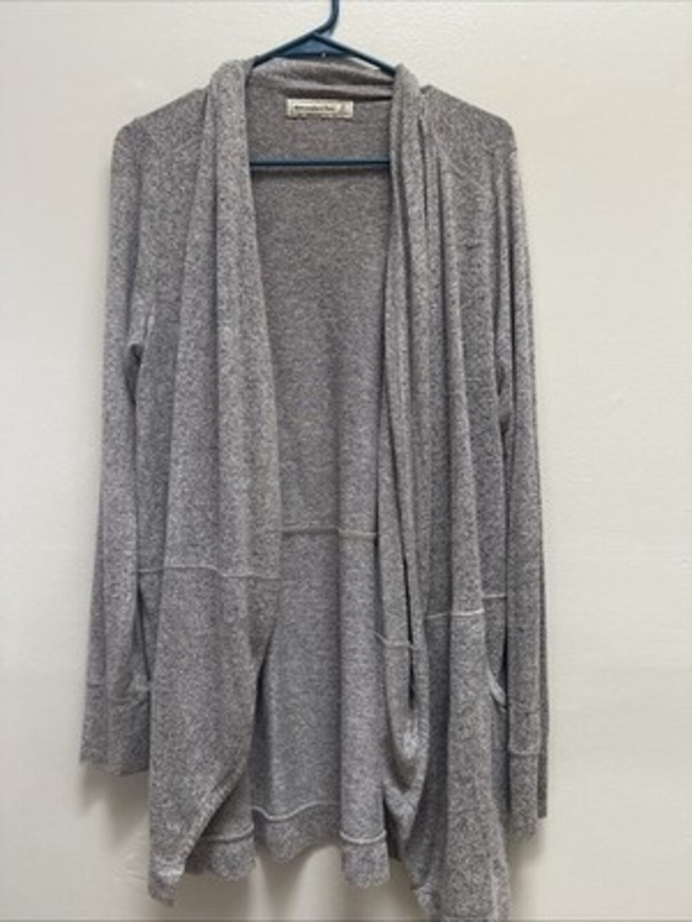 Abercrombie Long Cardigan Gray Lagenlook Medium Classic Minimalist Pockets